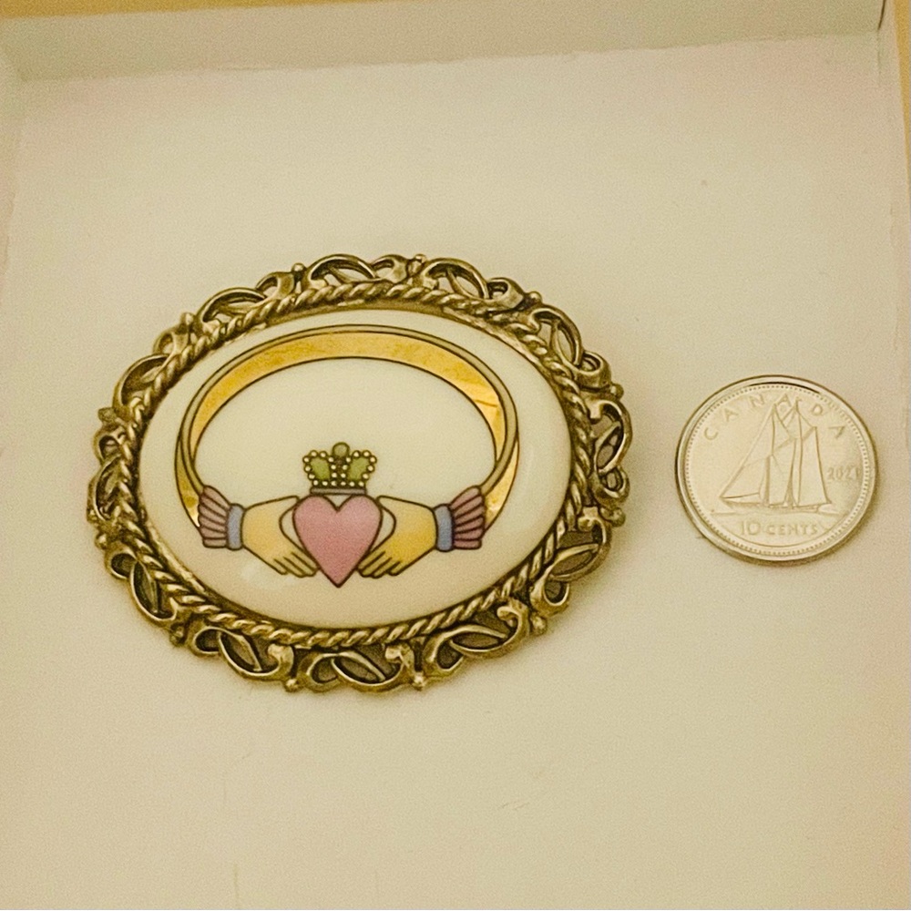 Irish Hand Painted Porcelain Brooch